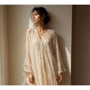 Agha Noor Kurta Tunic Cream Embroidered Organza Medium Wedding Eid Formal